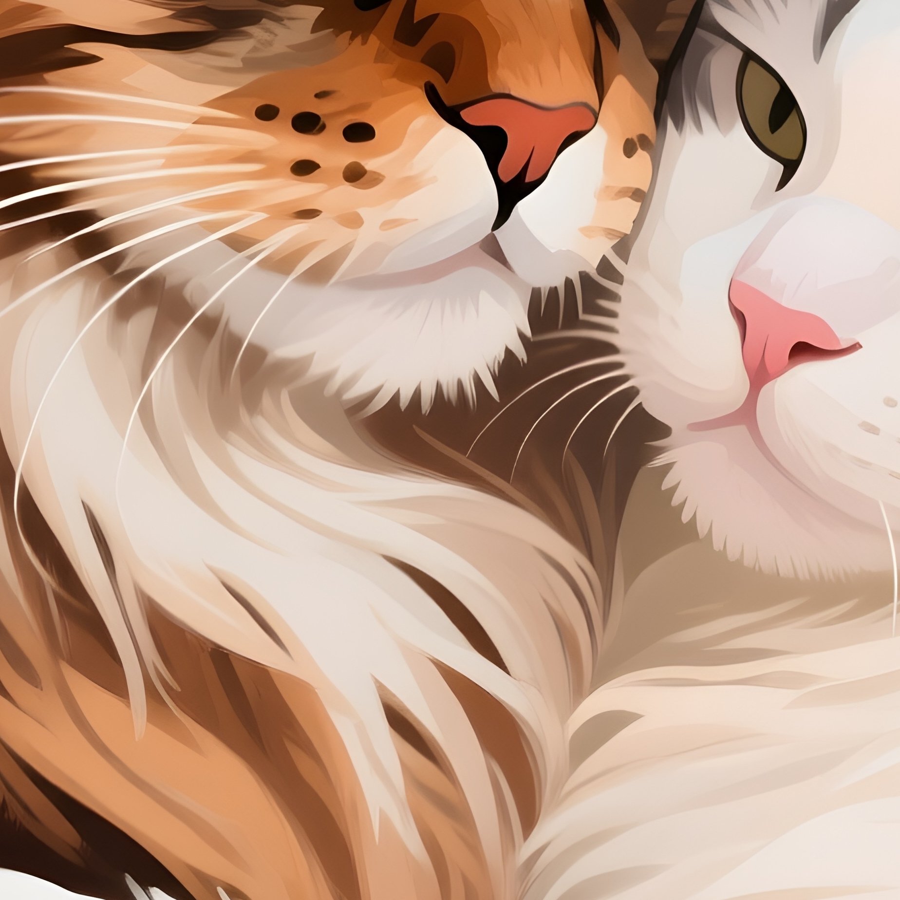 A Digital Art Of A Maine Coon Cat And Another Cat - Full Resolution Quality Preview