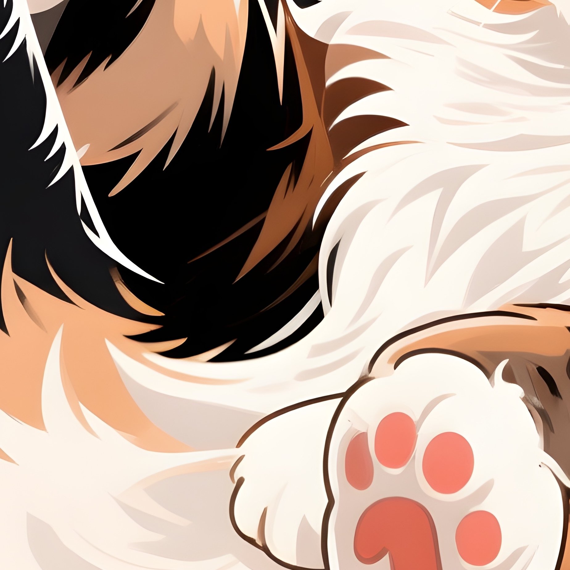 A Digital Art Of A Maine Coon Laying Down With Paws In The Air - Full Resolution Quality Preview