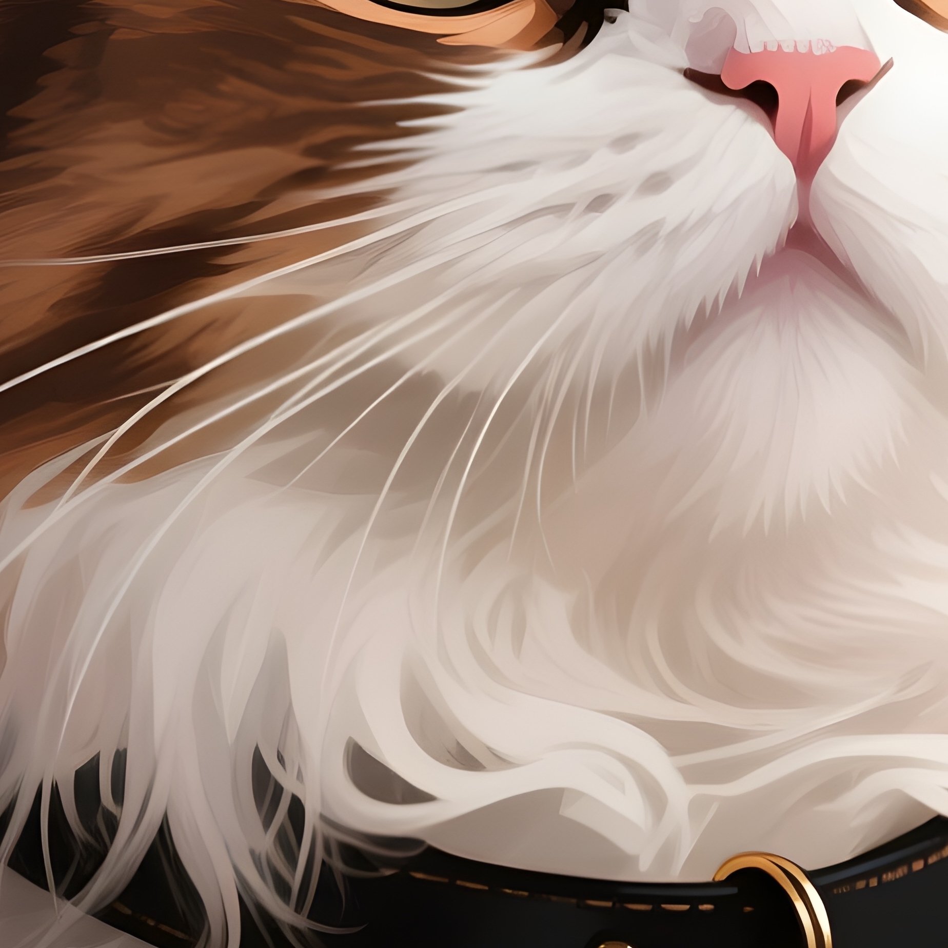 A Digital Art Of A Persian Cat Wearing A Cute Costume Or Collar With Bell - Full Resolution Quality Preview