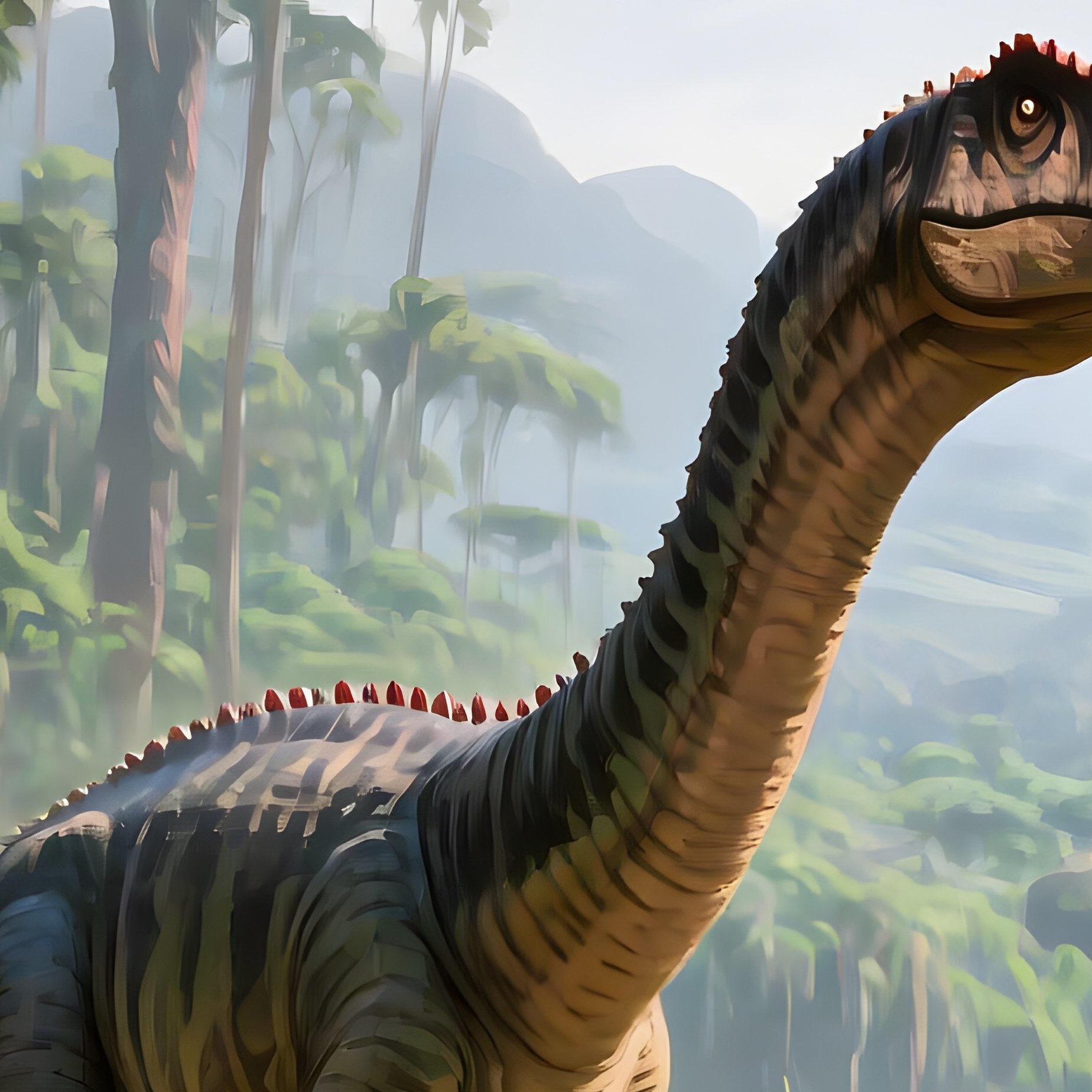 A Digital Art Of A Prehistoric Scene With Massospondylus - Full Resolution Quality Preview