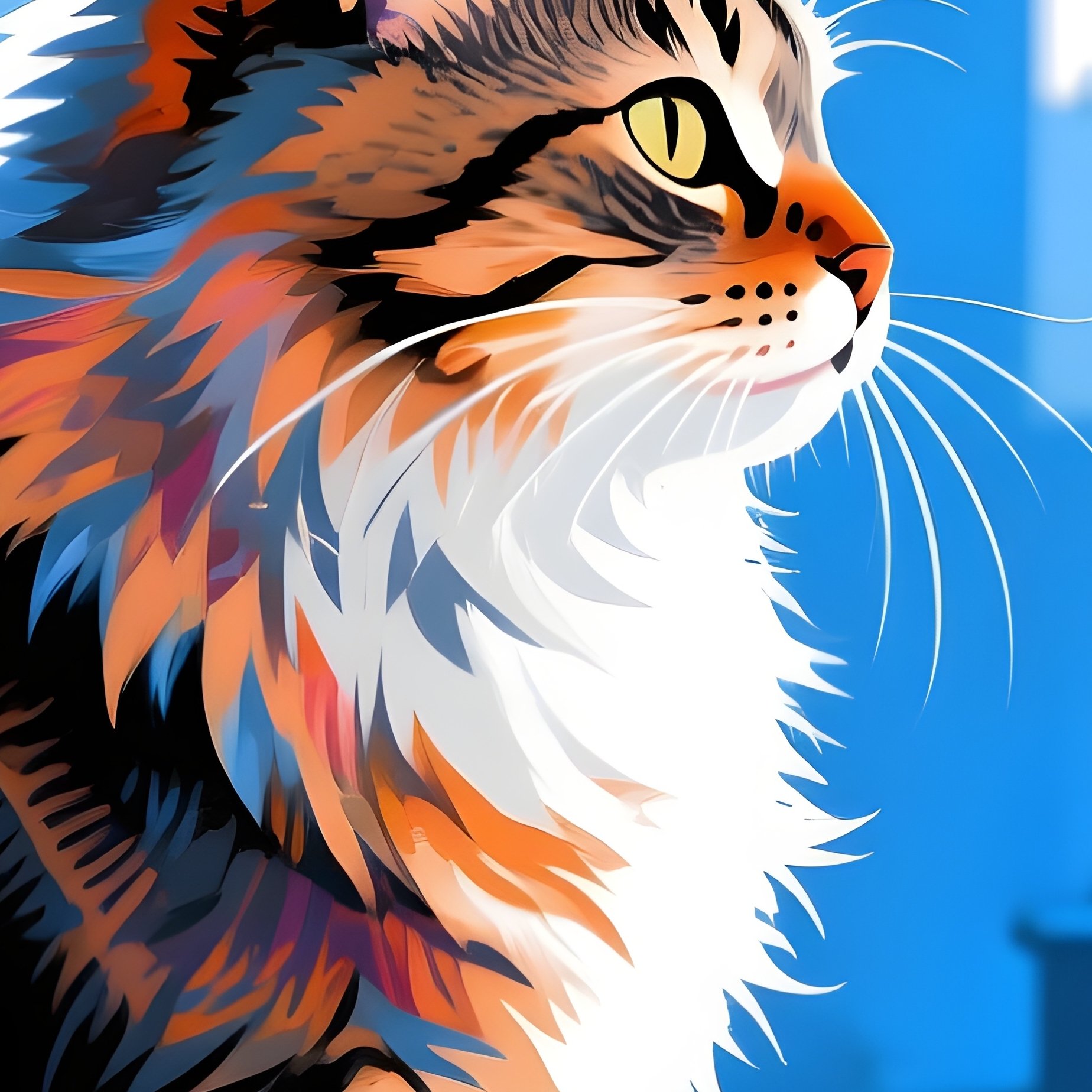 A Digital Art Of A Siberian Cat Perched On A Windowsill Looking Outside - Full Resolution Quality Preview