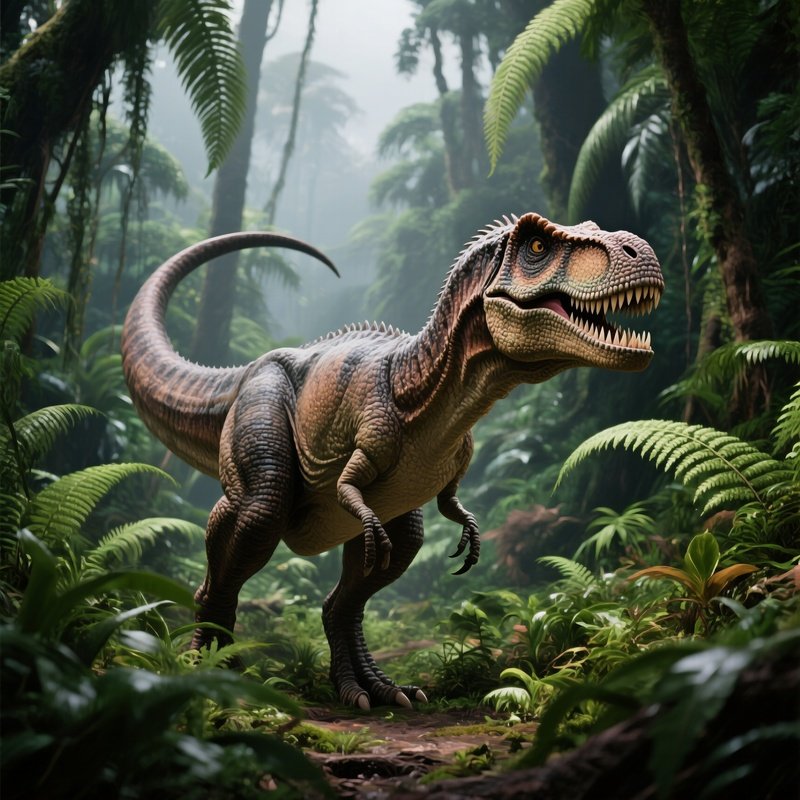A Digital Art Of An Allosaurus In A Prehistoric Scene