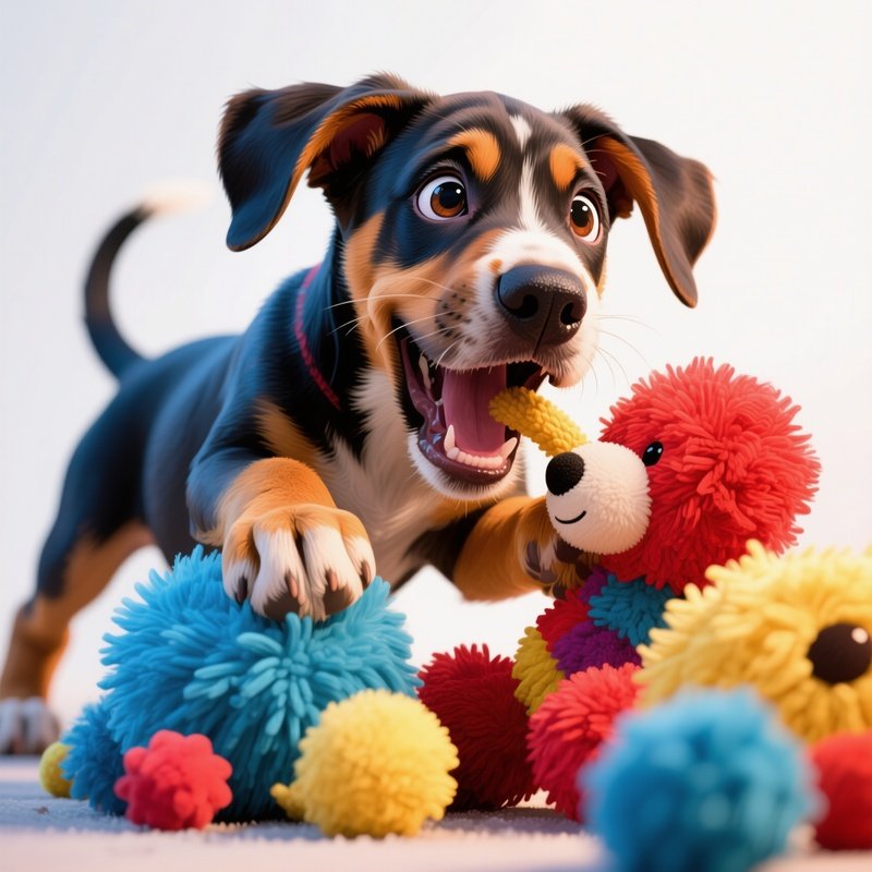 A Digital Art Puppy Great Dane Playing With Toys