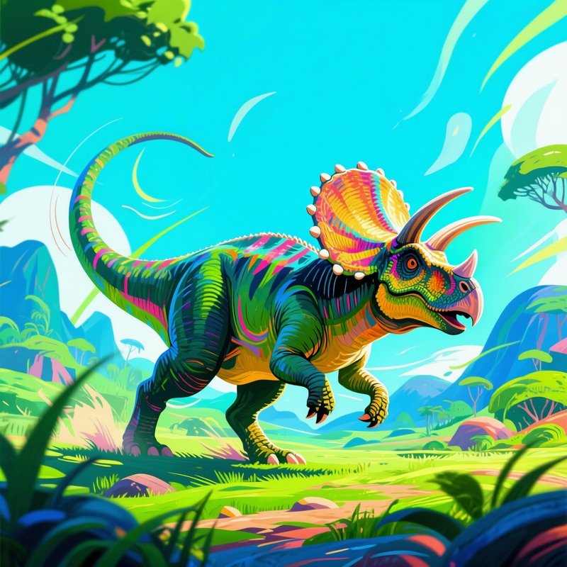 A Digital Art Representation Of A Centrosaurus