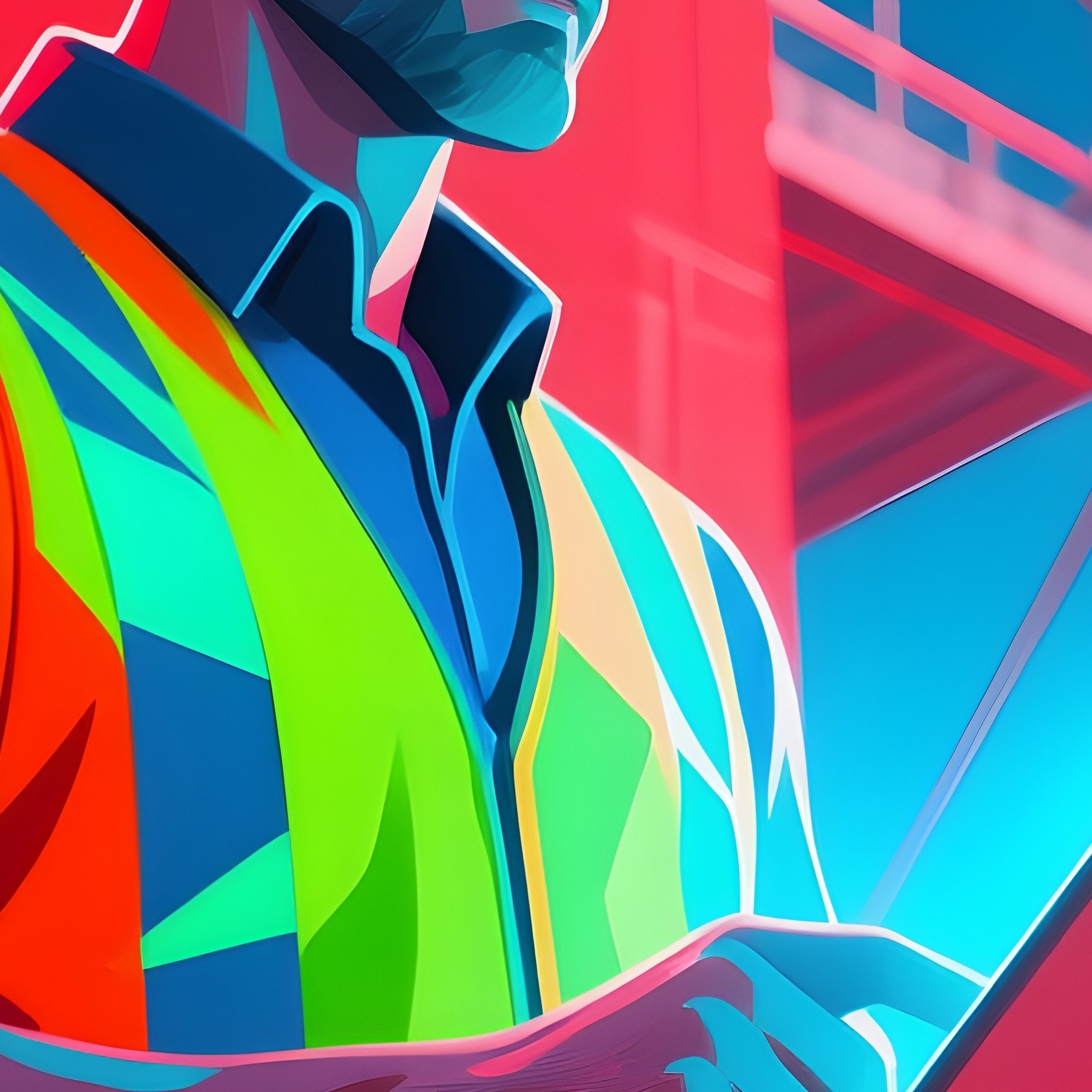 A Digital Art Representation Of A Foreman Giving Instructions With A Tablet Near Scaffolding - Full Resolution Quality Preview