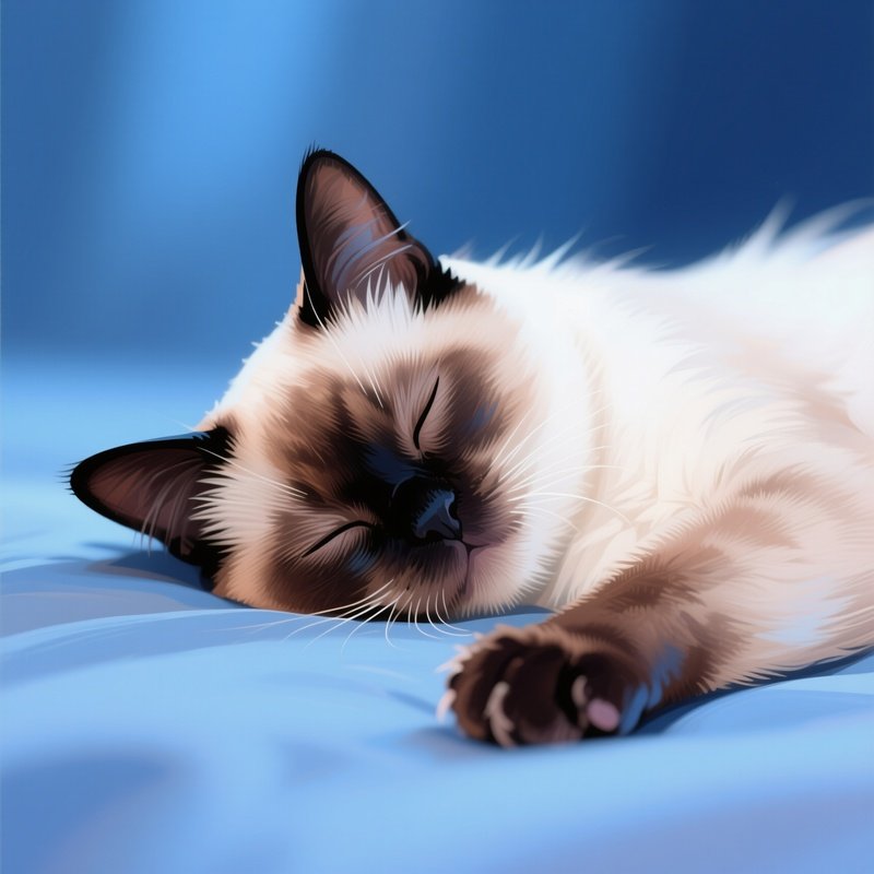 A Digital Art Siamese Chin Resting On A Paw