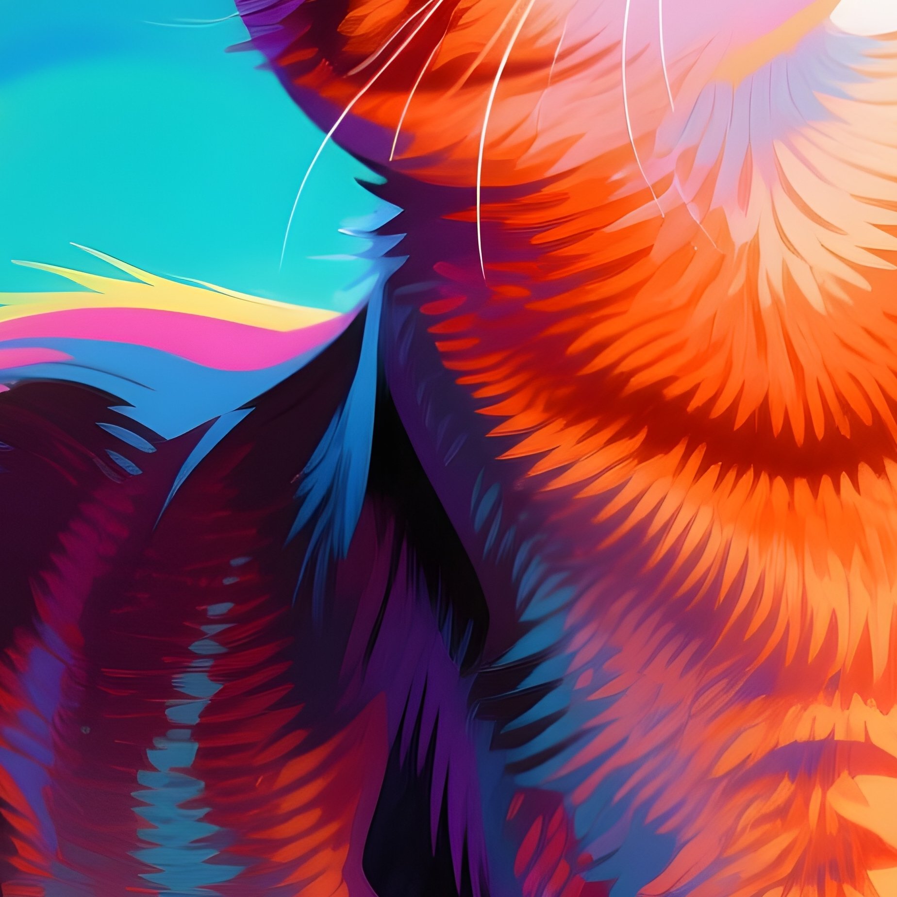 A Digital Art Somali Cat Laying With Paws Raised - Full Resolution Quality Preview