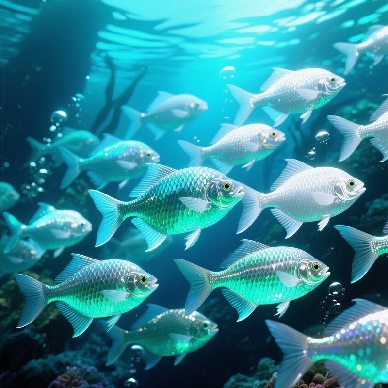 A Digital Art Tight Shimmering School Of Tetras