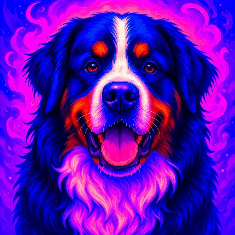 A Digital Artwork Of A Bernese Mountain Dog