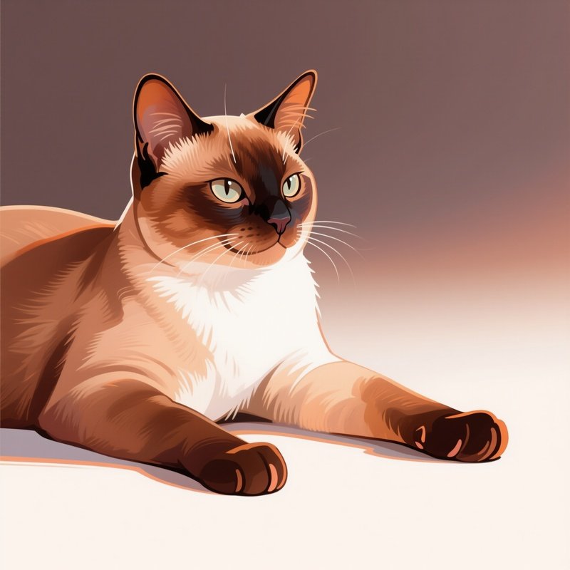 A Digital Artwork Of A Somali Chin Cat Resting On Its Paw
