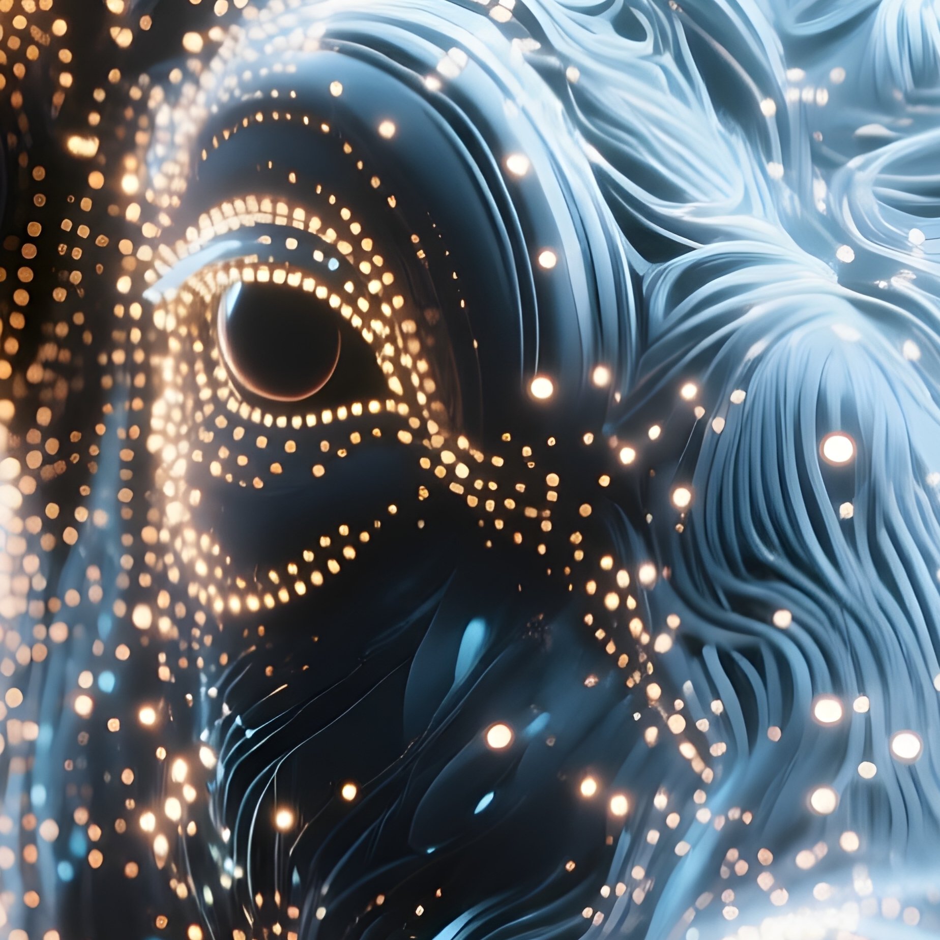 A Digital Bull Head Made Of Light Particles Surrounded By Numbers - Full Resolution Quality Preview