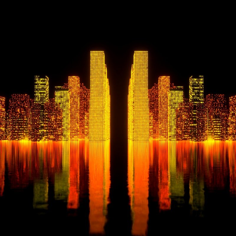 A Digital Cityscape At Night Digital City Binary Code