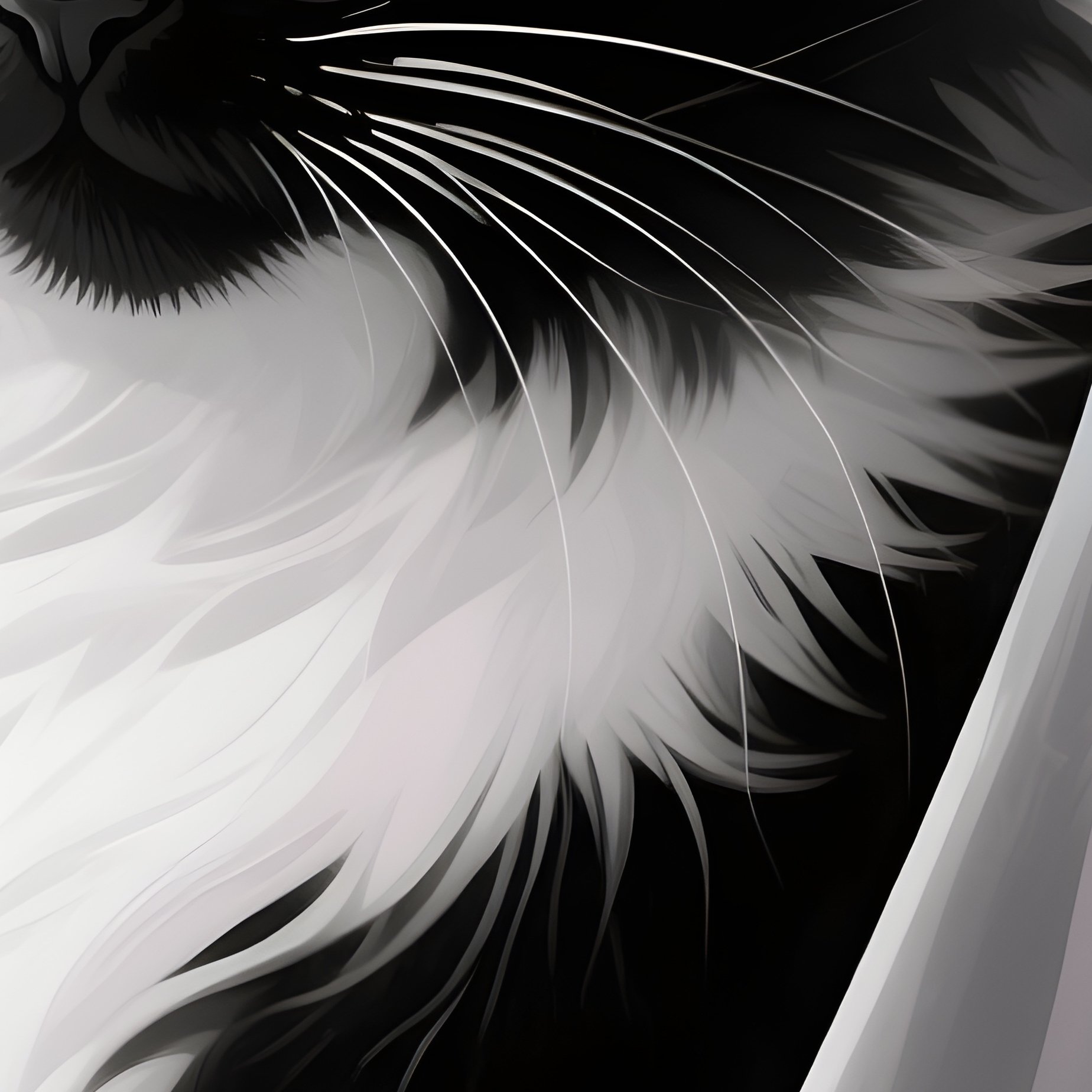 A Digital Illustration Of A Turkish Van Sneaking Between Curtains - Full Resolution Quality Preview