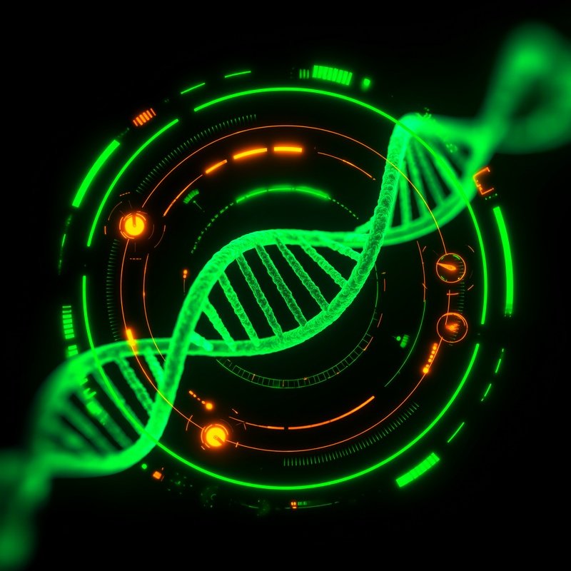 A Digital Interface Overlay On A Dna Strand Dna Digital Art