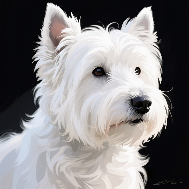 A Digital Painting Of A West Highland White Terrier Portrait
