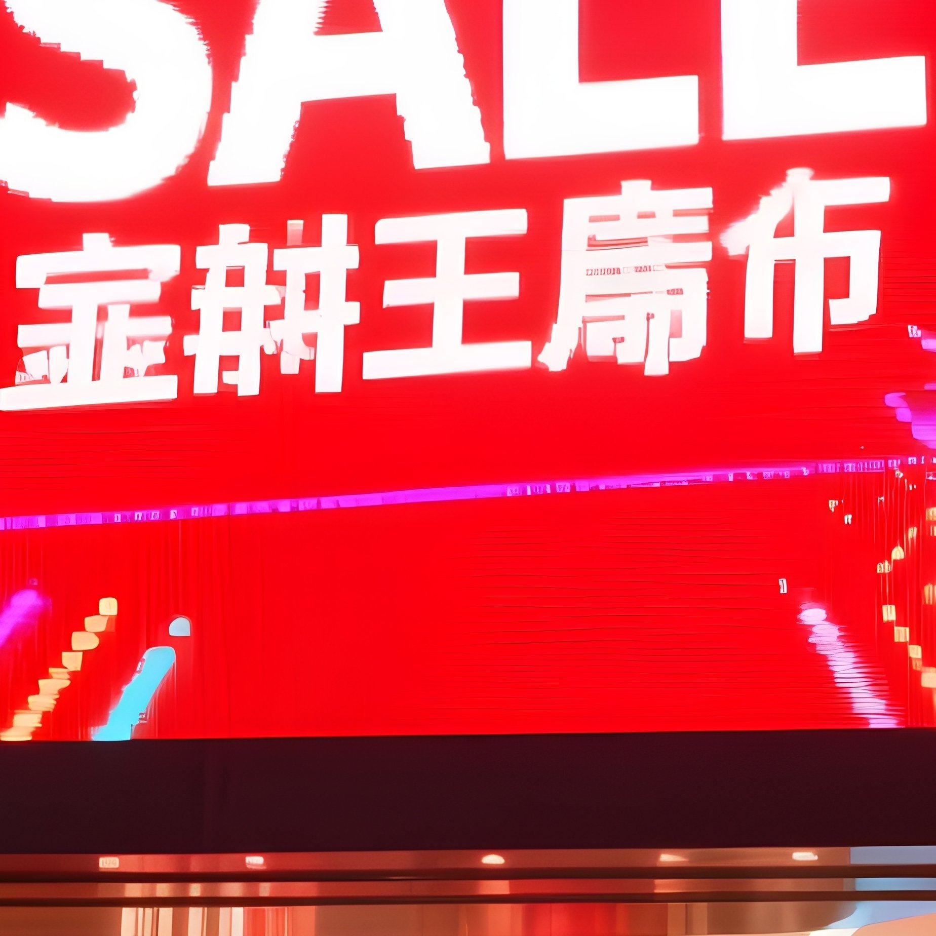 A Digital Screen Showing Flashing Sale Animations In A Mall - Full Resolution Quality Preview