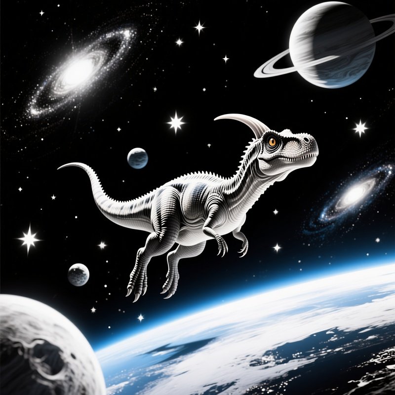 A Dinosaur Fiction Story Of Chasmosaurus In Space