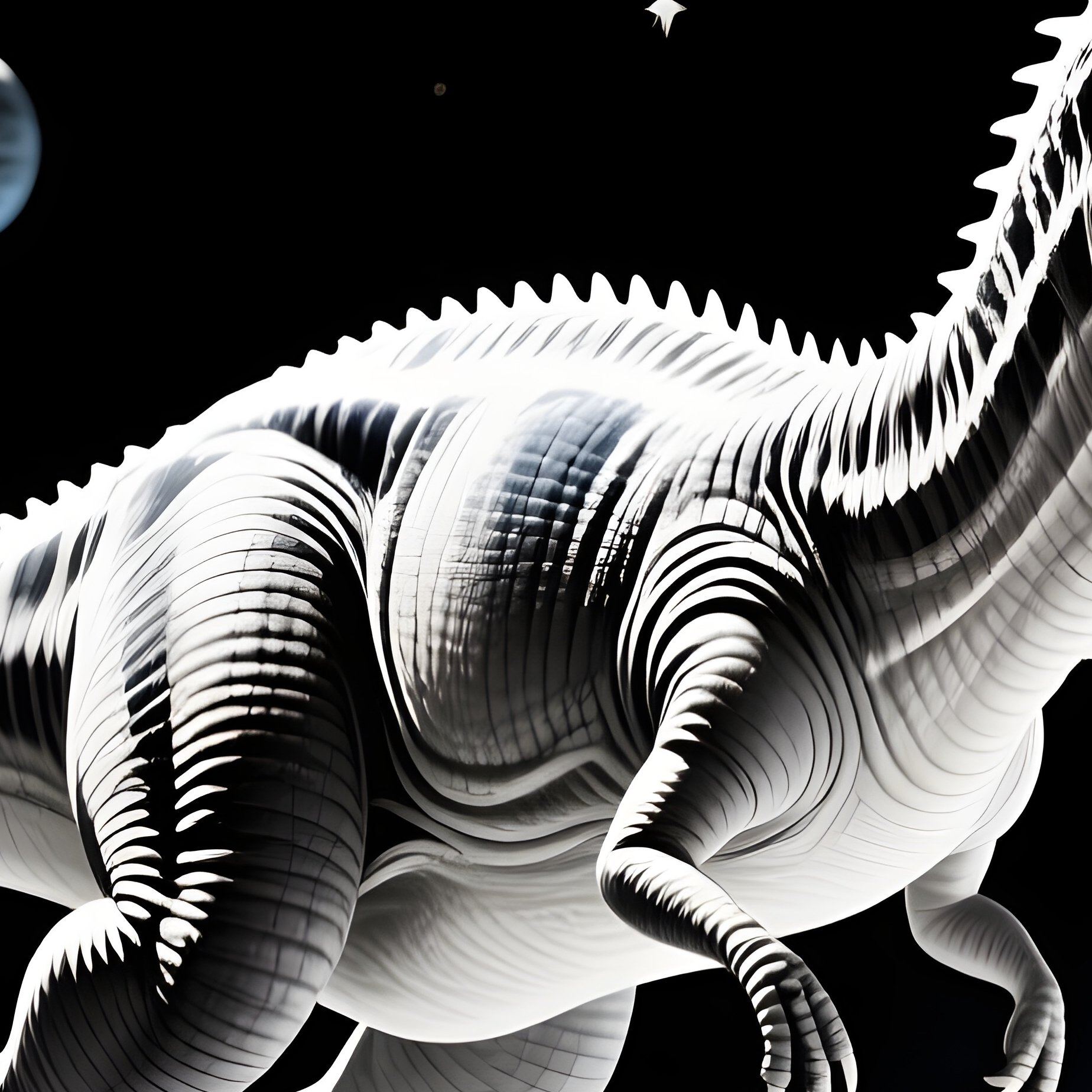 A Dinosaur Fiction Story Of Chasmosaurus In Space - Full Resolution Quality Preview