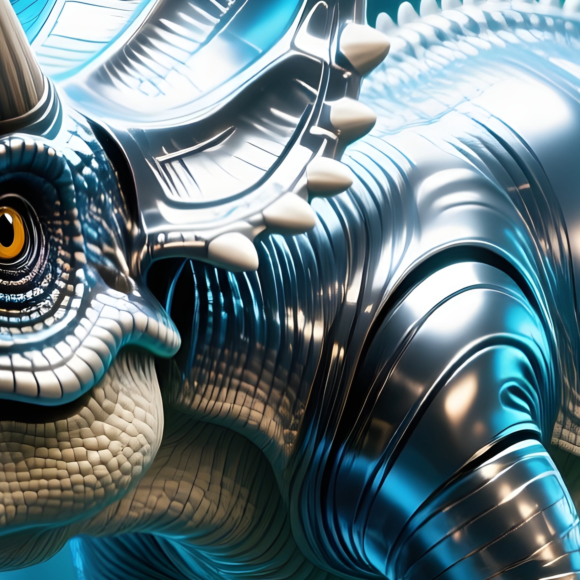 A Dinosaur Pentaceratops In Futuristic Science Fiction - Full Resolution Quality Preview