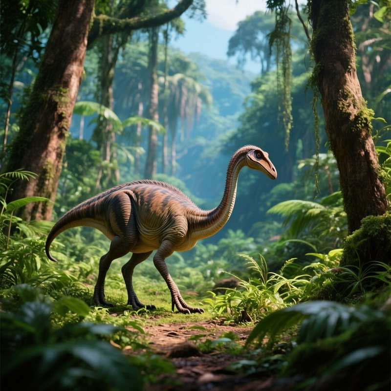 A Dinosaurs In A Prehistoric Landscape