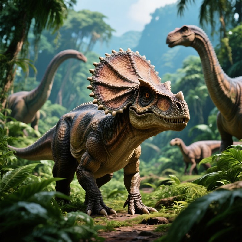 A Dinosaurs Pachycephalosaurus In A Prehistoric Scene