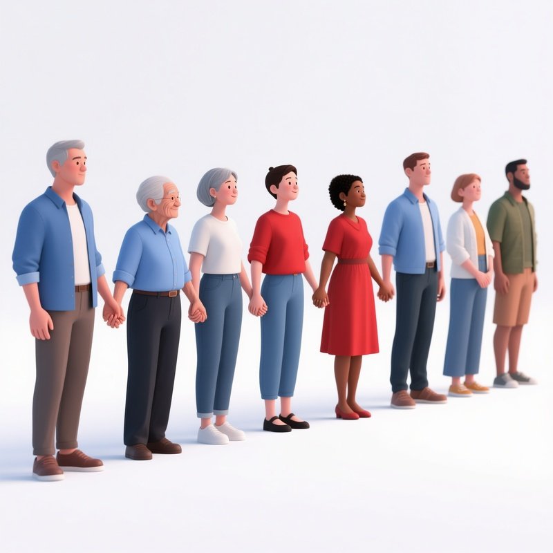 A Diverse Group Of People In A Line Diversity Community