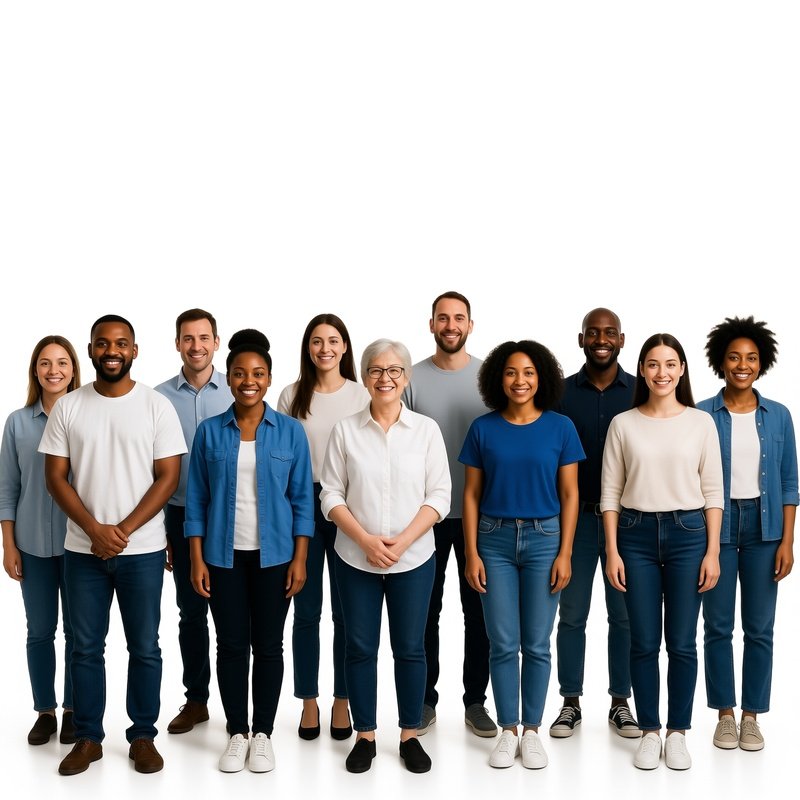 A Diverse Group Of People Standing In A Row Diversity People