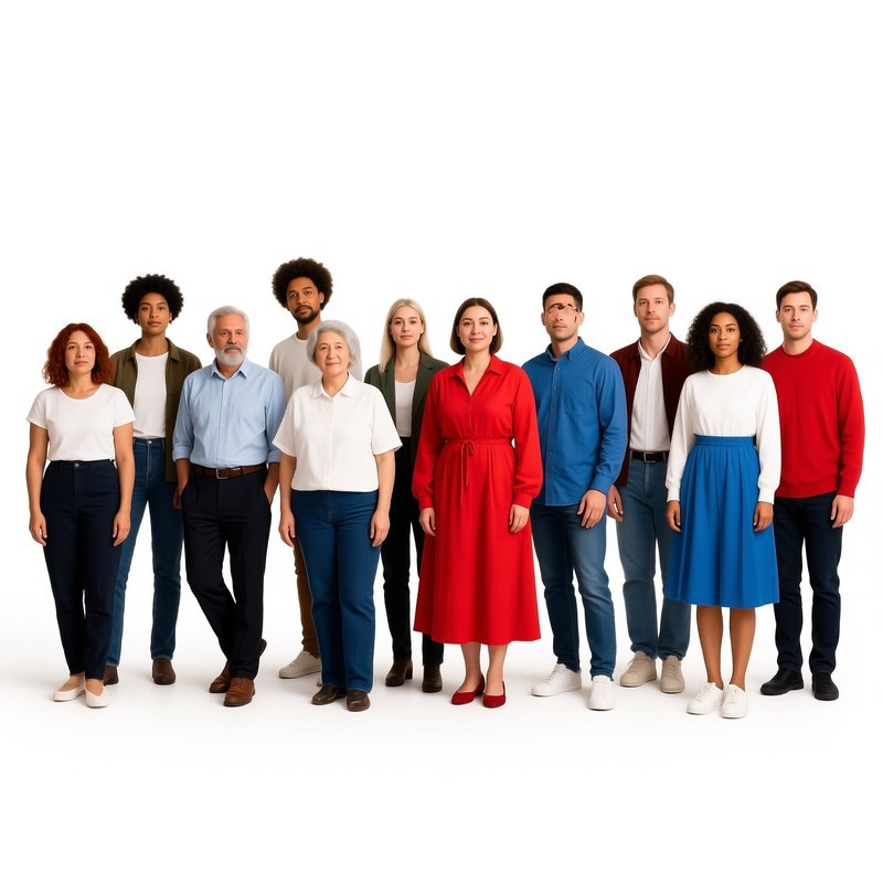 A Diverse Group Of People Standing In A Row Diversity People