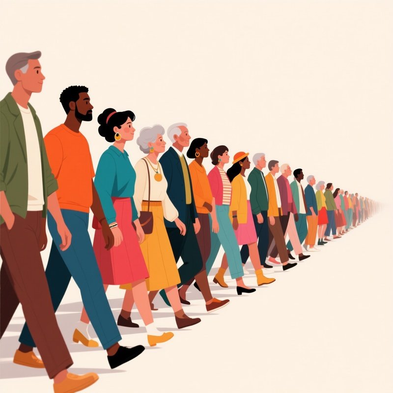 A Diverse Group Of People Walking In A Line Diversity Community