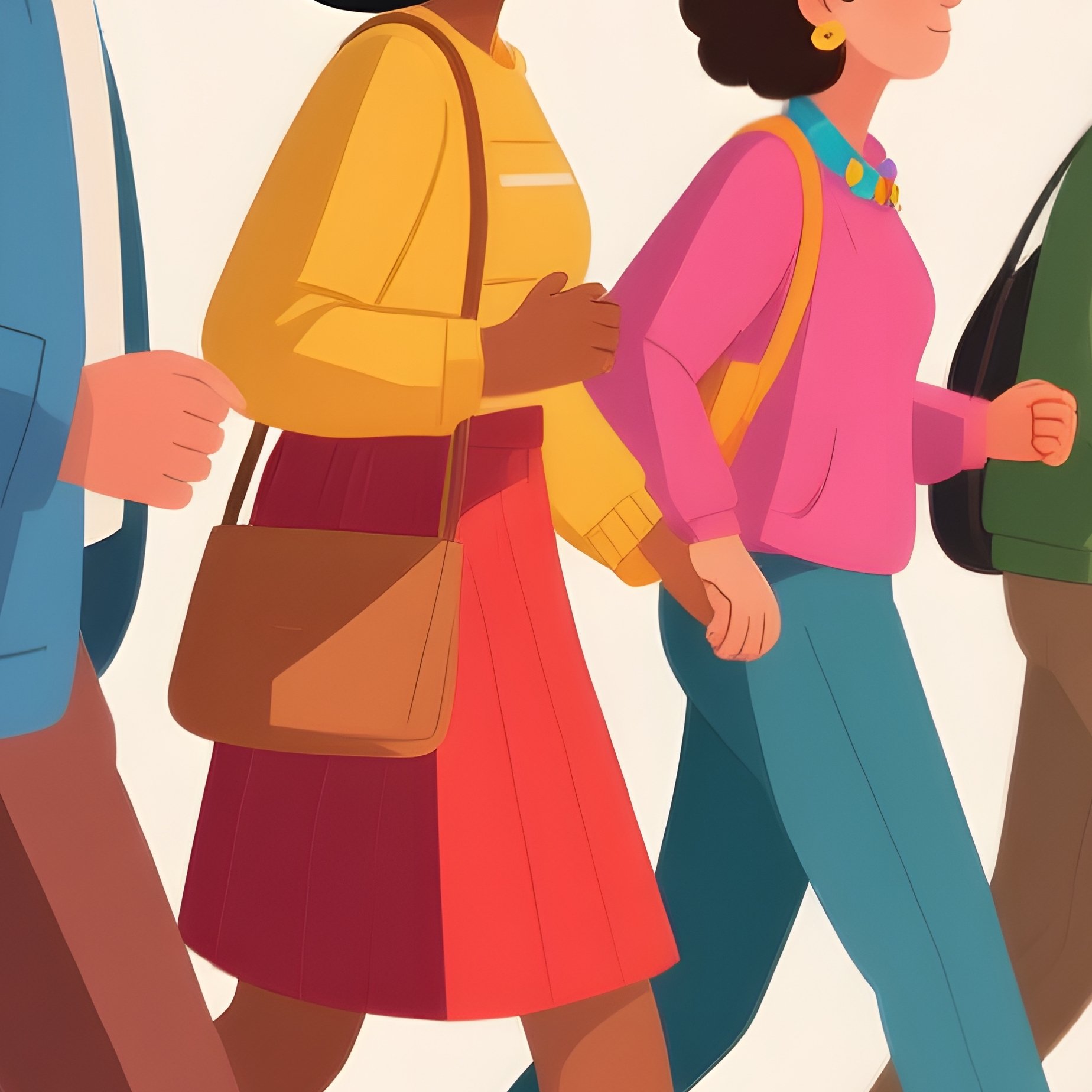 A Diverse Group Of People Walking In A Line Diversity People - Full Resolution Quality Preview