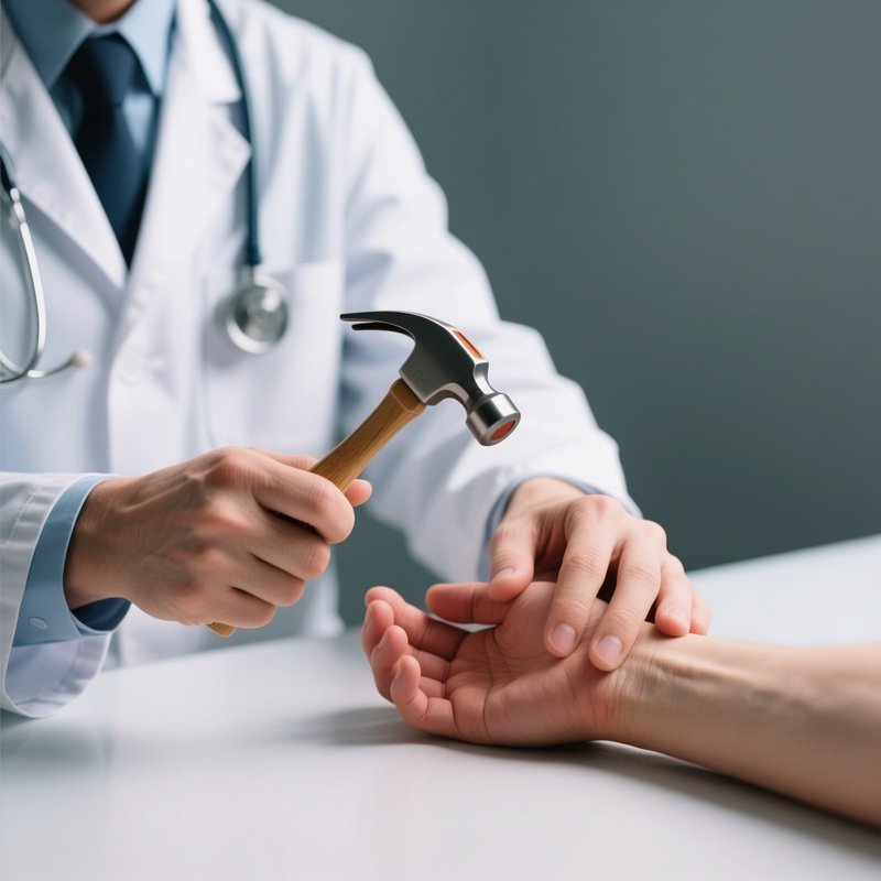 A Doctor Checking Reflexes With A Small Examination Hammer