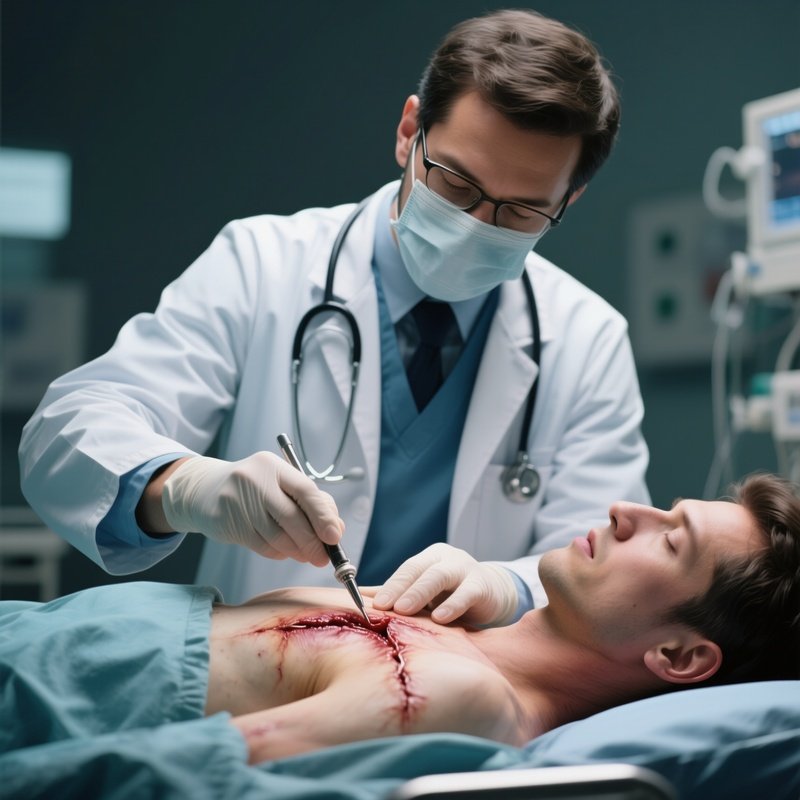A Doctor Examining A Healing Surgical Incision