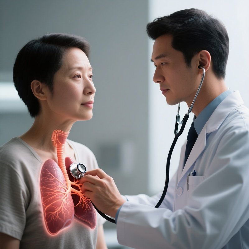 A Doctor Listening To A Patient’S Lungs With A Stethoscope