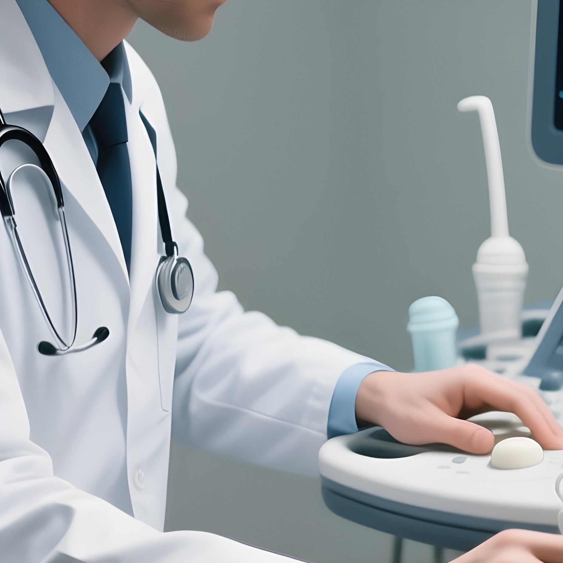 A Doctor Performing An Ultrasound In A Diagnostic Room - Full Resolution Quality Preview