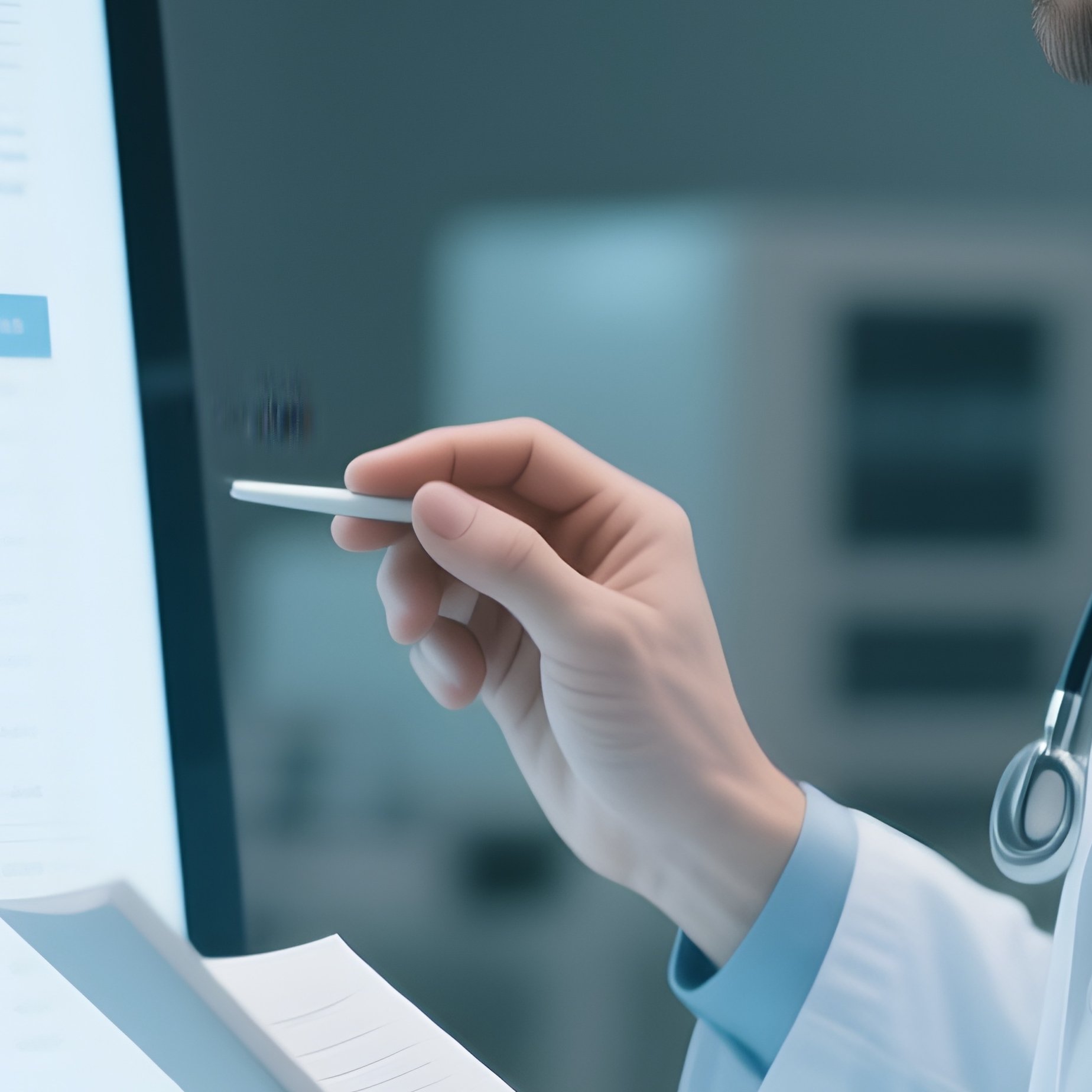 A Doctor Reviewing Lab Results On A Digital Screen - Full Resolution Quality Preview