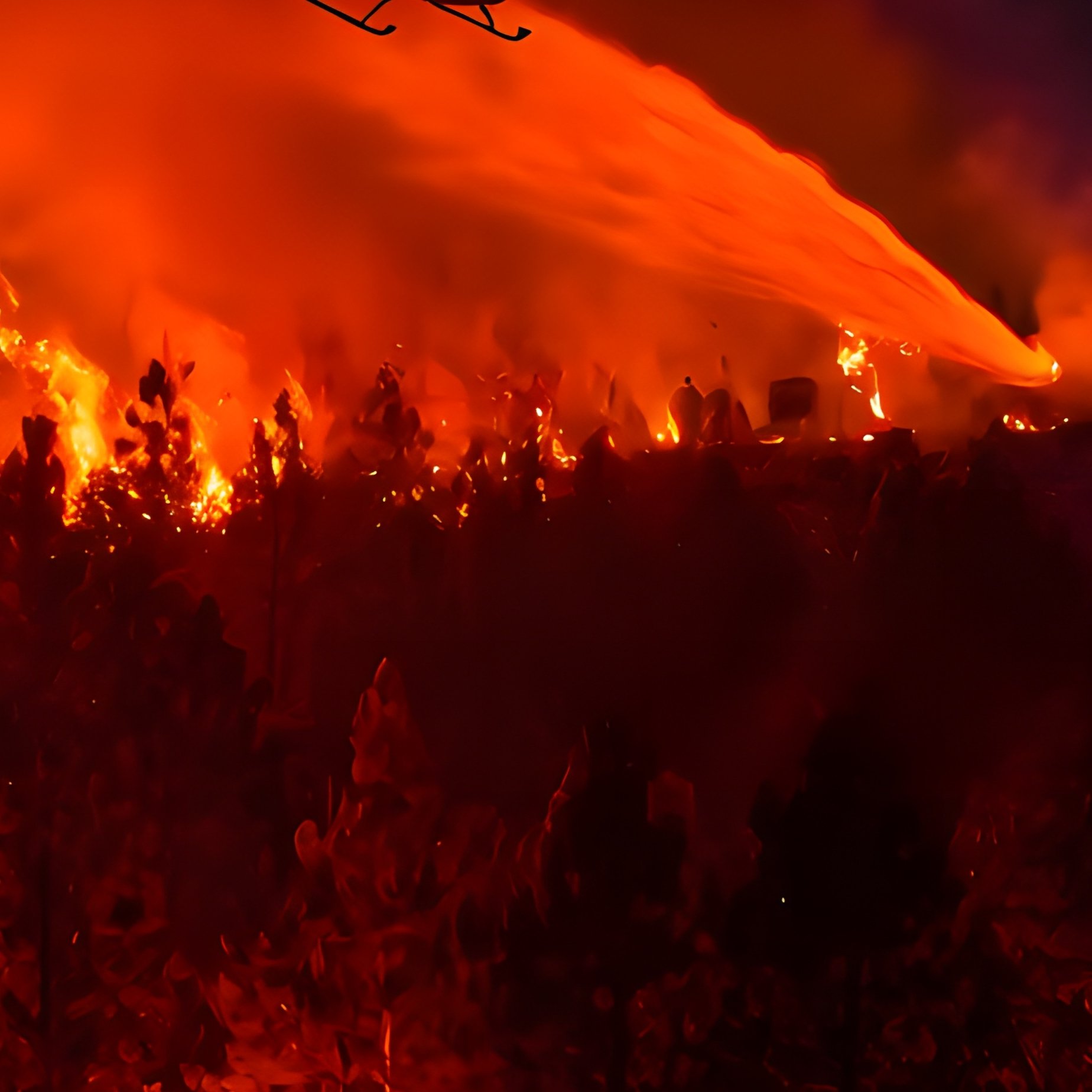 A Documentary Photograph Of A Forest Fire At Dusk - Full Resolution Quality Preview