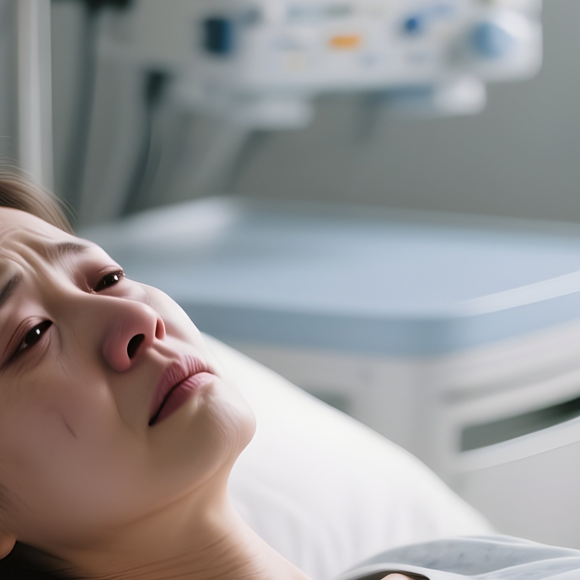 A Documentary Photograph Of A Woman In A Hospital Room - Full Resolution Quality Preview