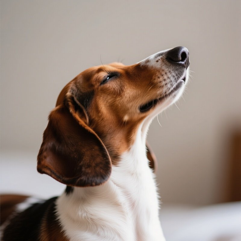 A Dog Dachshund Head Thrown Back In Silence
