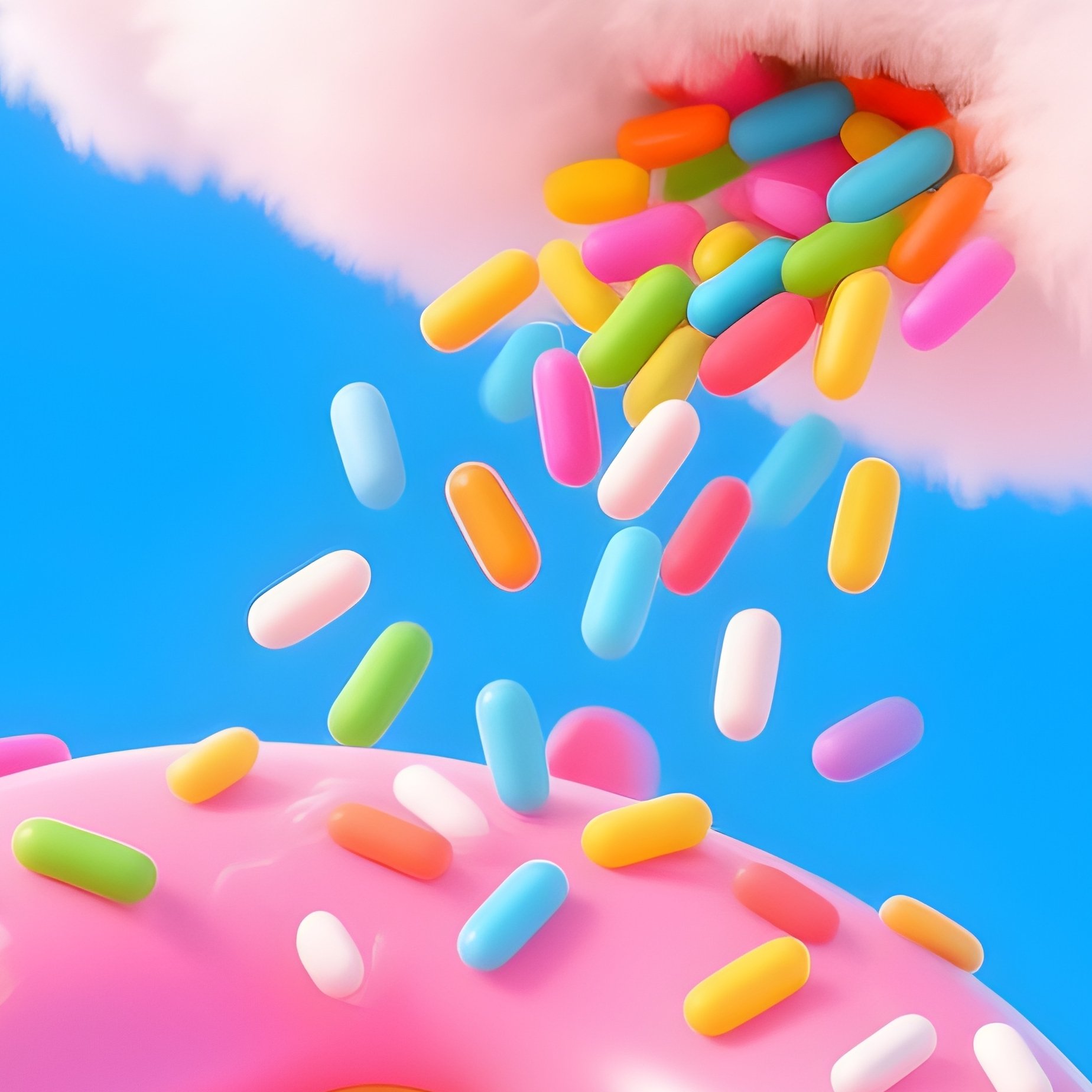 A Donut Shaped Cloud Raining Sprinkles - Full Resolution Quality Preview
