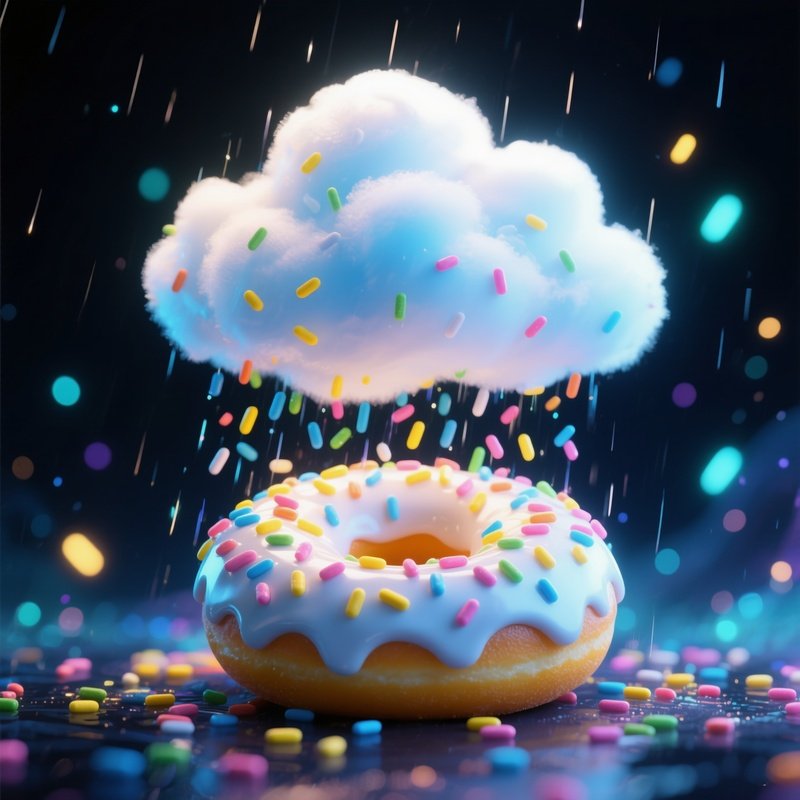 A Donut Shaped Cloud Raining Sprinkles Imaginary