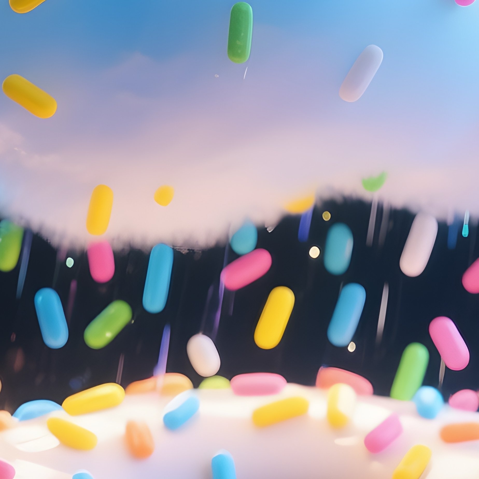 A Donut Shaped Cloud Raining Sprinkles Imaginary - Full Resolution Quality Preview