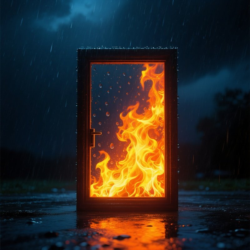 A Door Engulfed In Flames Fire Door