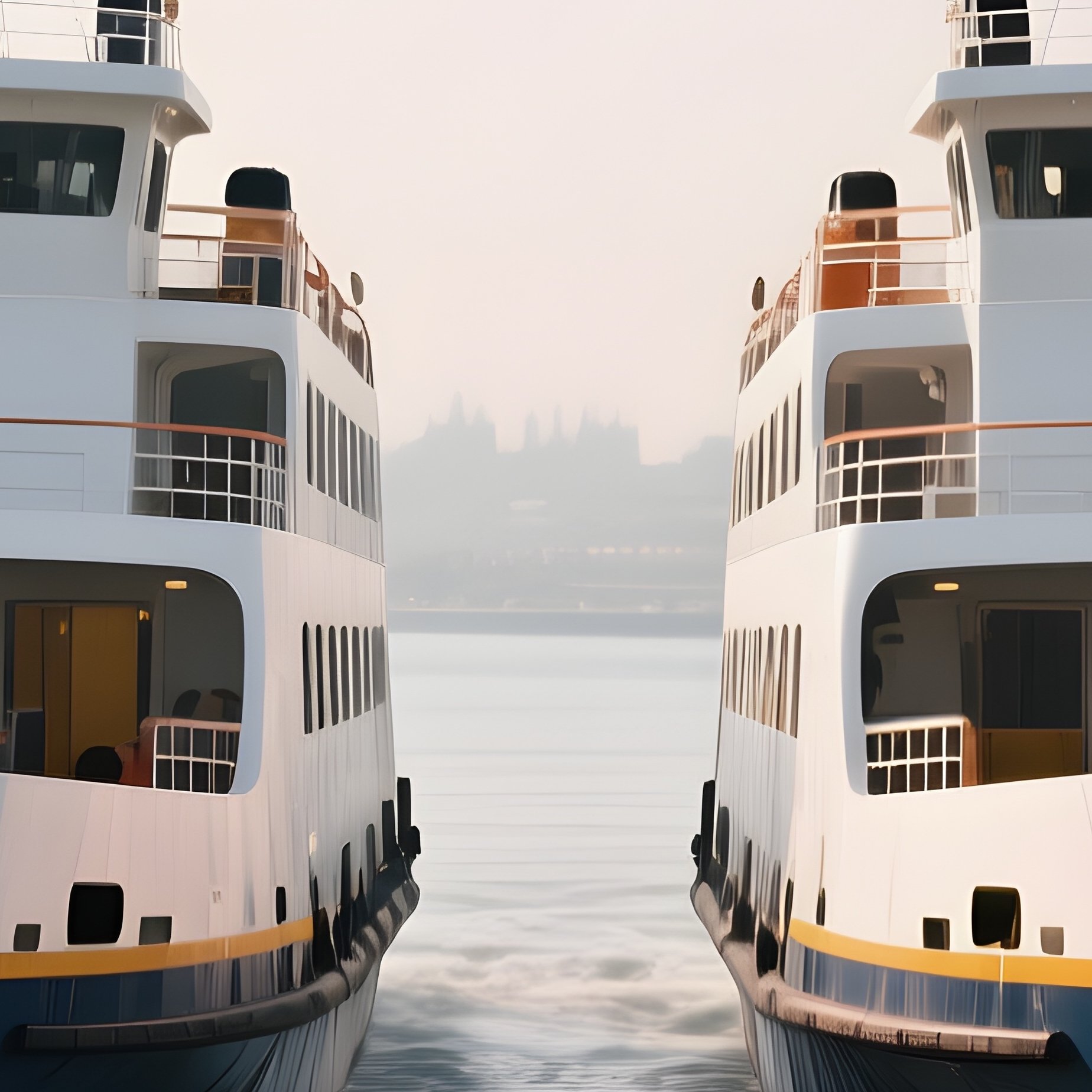A Double Ended Ferry Slowly Turning In A Narrow Dock - Full Resolution Quality Preview