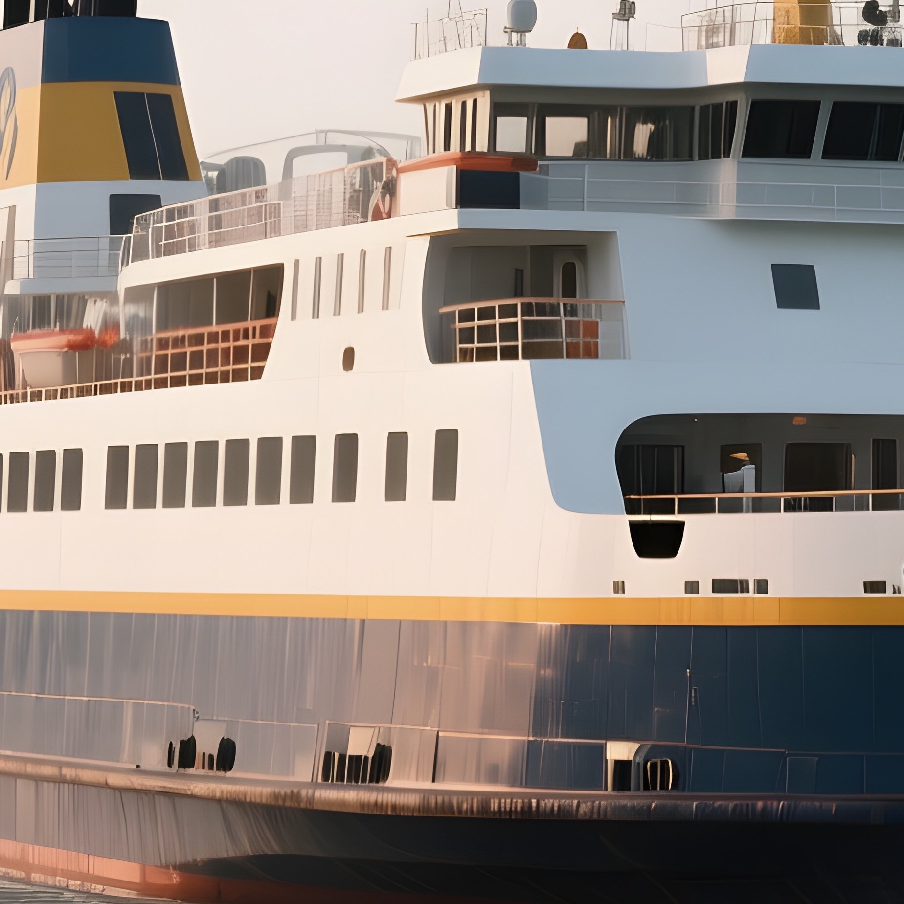 A Double Hull Ferry Cruising Along A Quiet Lake - Full Resolution Quality Preview