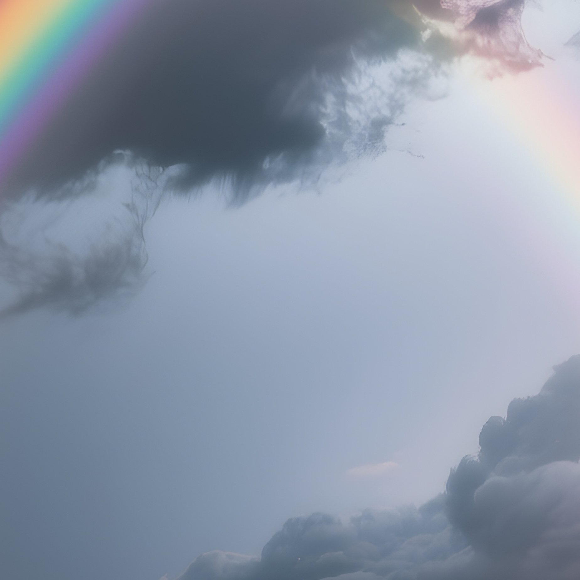 A Double Rainbow Glowing Against Dark Thunderstorm Clouds - Full Resolution Quality Preview