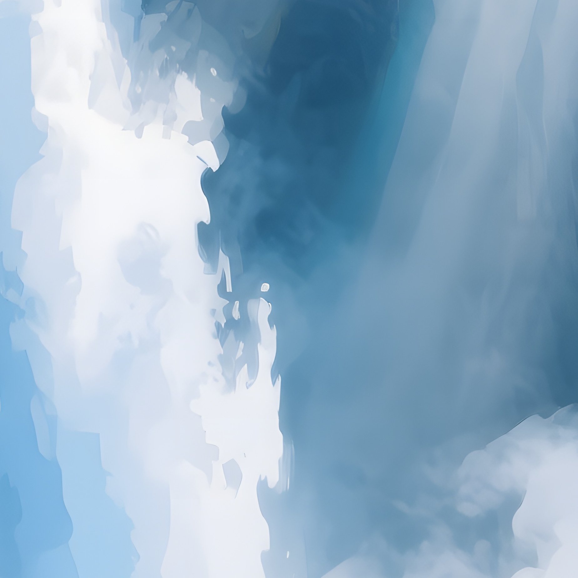 A Dramatic Cliffside Waterfall Cascading Into A Turquoise Pool, Mist Rising, Watercolor Blues And - Full Resolution Quality Preview
