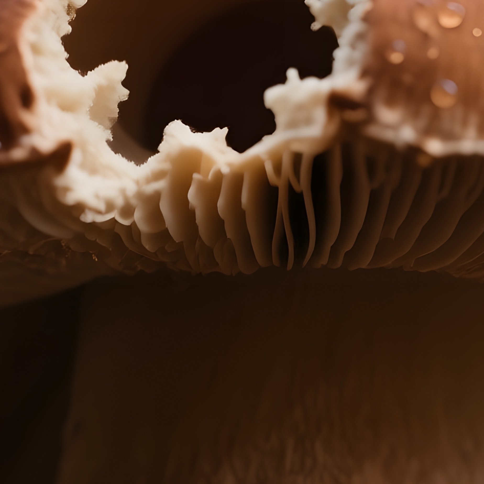 A Dramatic Close‑Up Of A Brown Bolete Mushroom With Its Pores Exposed, Fine Droplets Clinging To - Full Resolution Quality Preview