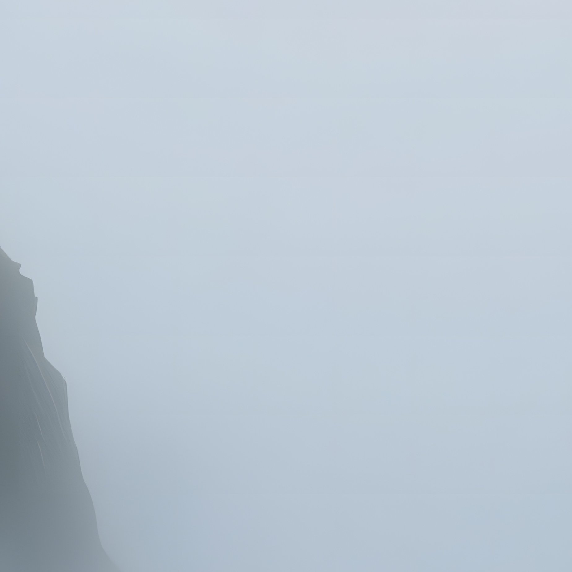 A Dramatic Foggy Morning On A Narrow Inlet, Lighthouse Beam Sweeping Across Mist, Lone Kayaker - Full Resolution Quality Preview
