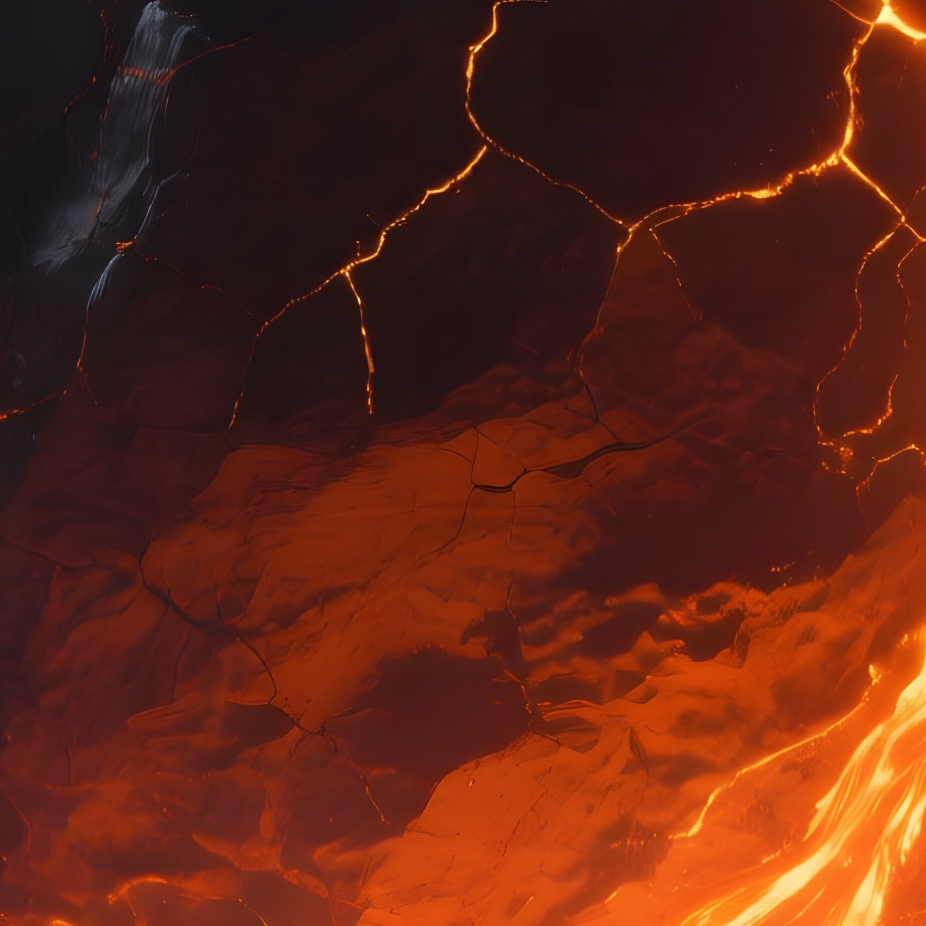 A Dramatic Low‑Angle Shot Of A Massive Asteroid With Deep Fissures Glowing Orange From Internal - Full Resolution Quality Preview