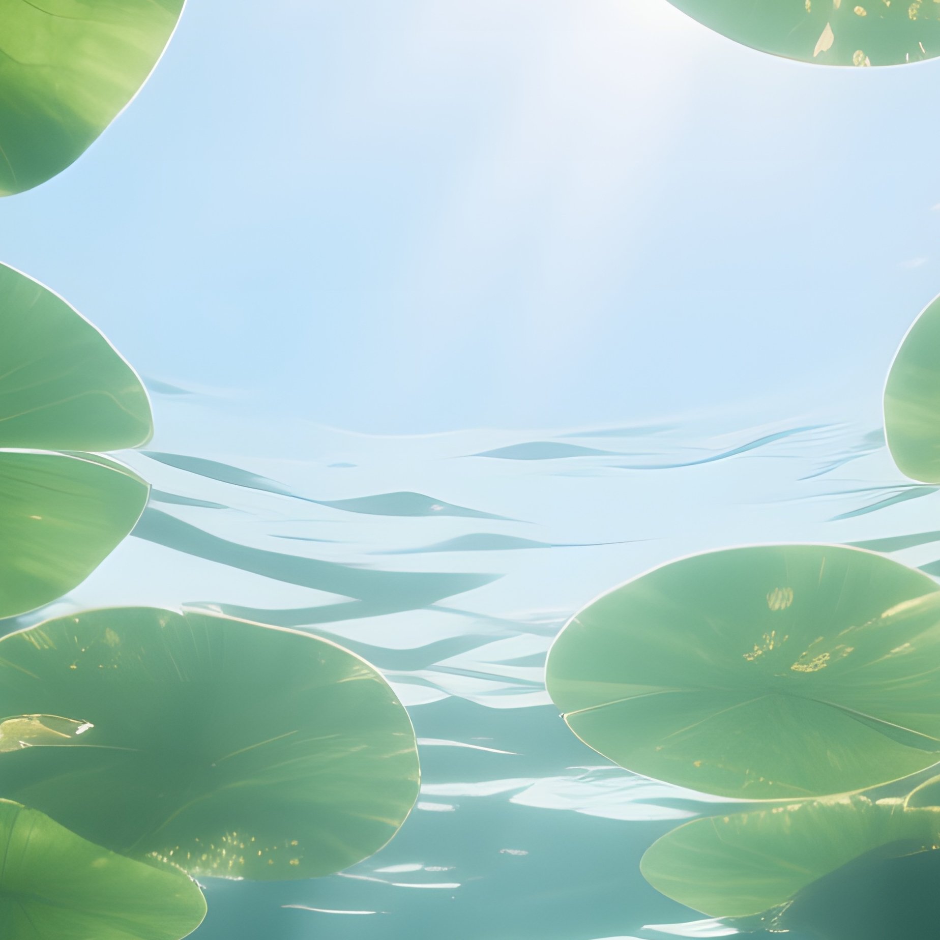 A Dramatic Low‑Angle View From Beneath The Surface Looking Up Through A Canopy Of Broad Green Lily - Full Resolution Quality Preview